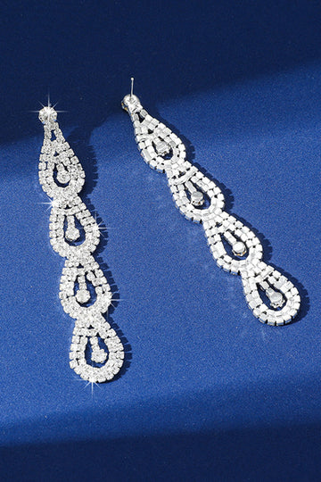 Sølv Rhinestone lange dråbe øreringe